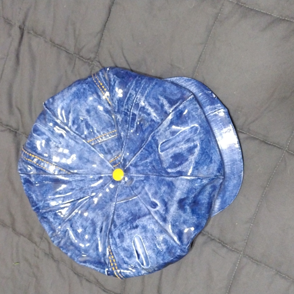 1980 Vintage Ceramic Denim Hat Wall Hanging